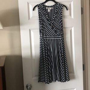 Max Studio Navy and White Striped Dress Size S